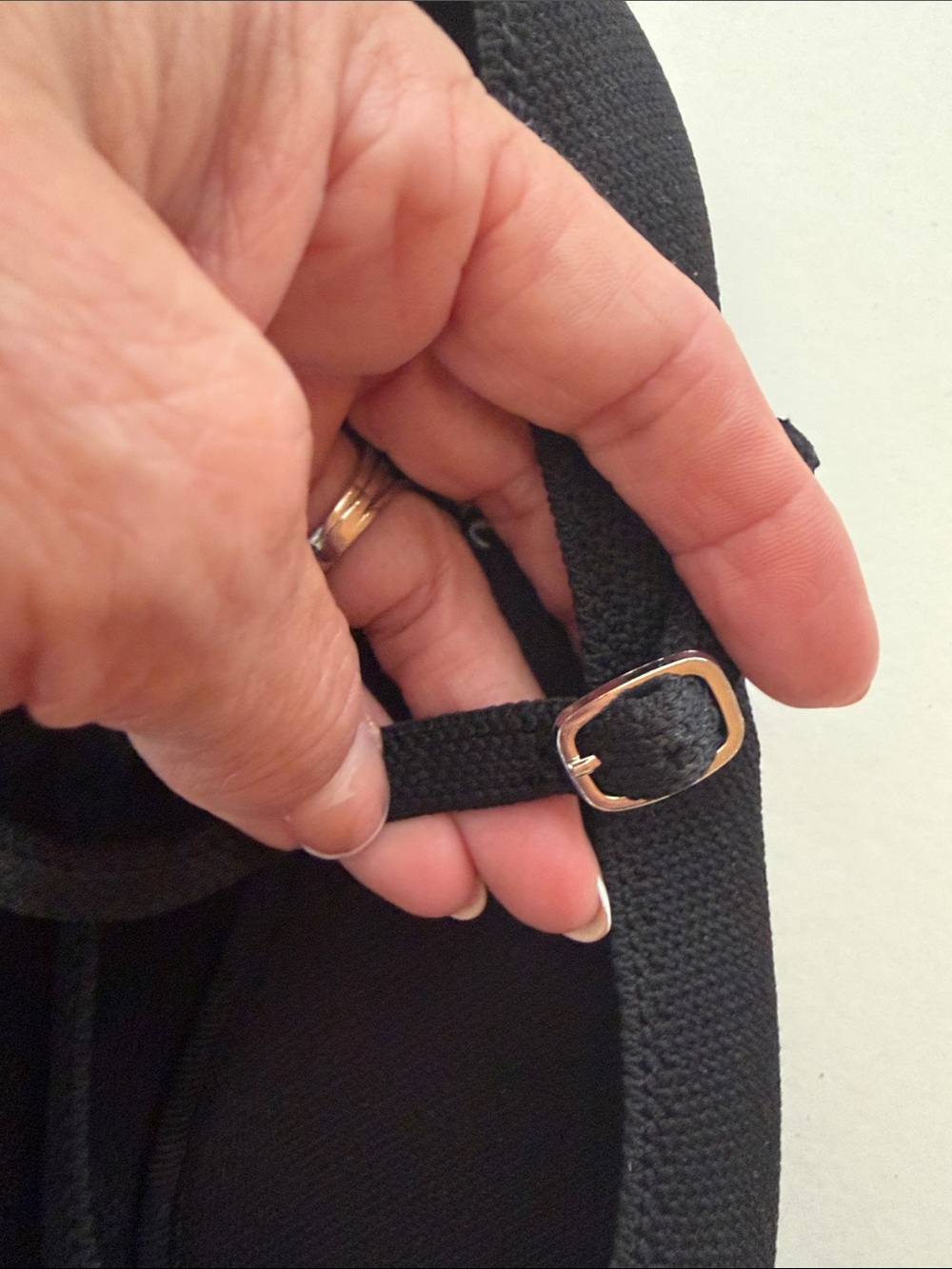 Black Mary Jane Knit Flats with Adjustable Strap - Picture 6 of 6